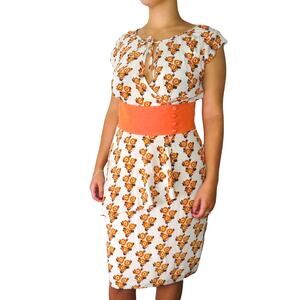 Burlapp 1990s Vintage Floral Prariecore Silk Floral Midi Dress Medium